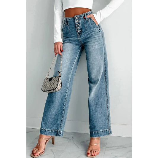 Dusk Blue Wash Straight Loose Leg Jeans | Fashionfitz