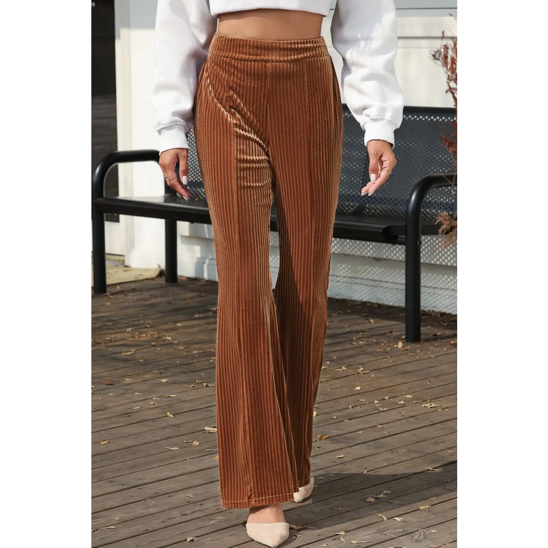 Solid Color High Waist Flare Corduroy Pants | The Urban Clothing Shop™