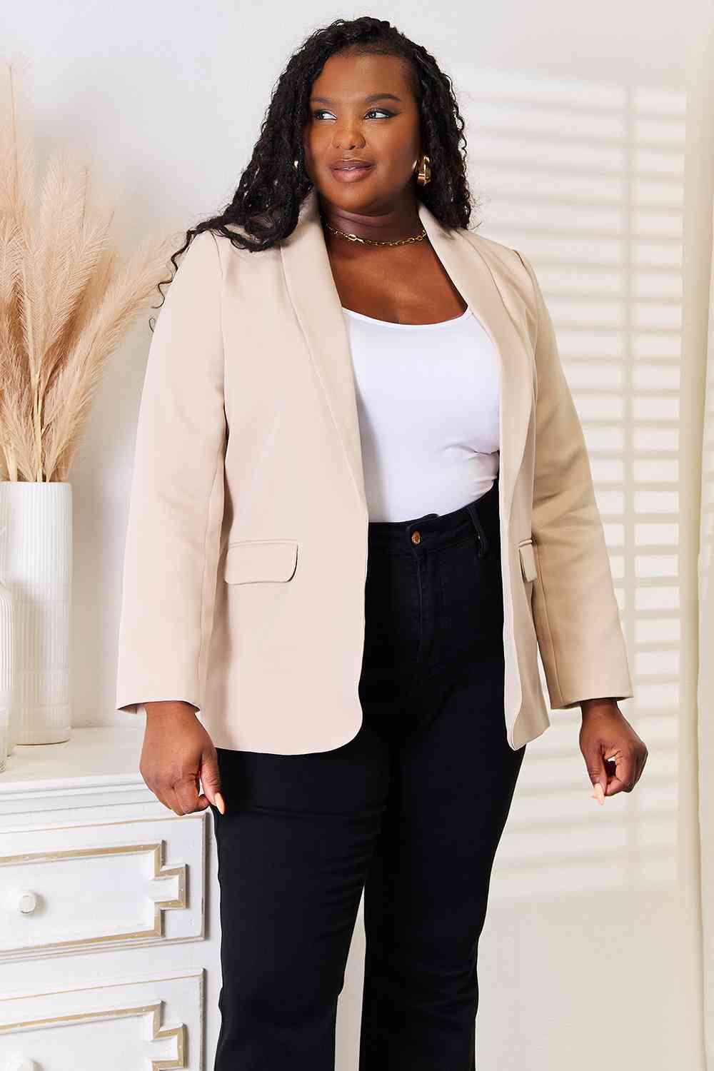 Double Take Shawl Collar Long Sleeve Blazer-4