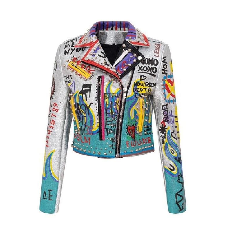 Eagle Graffiti Riveted Motorcycle Jacket [In Store] | The Urban Clothing Shop™