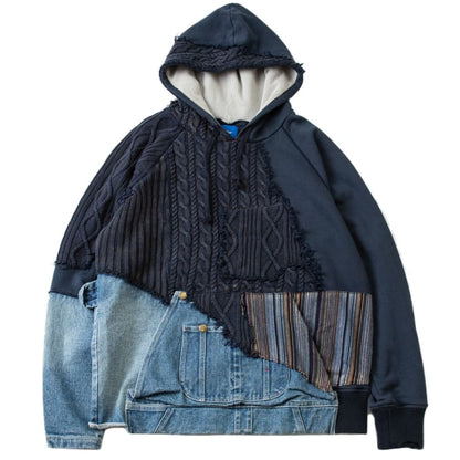 Eclectic Patchwork Hooded Denim Jacket | The Urban Clothing Shop™