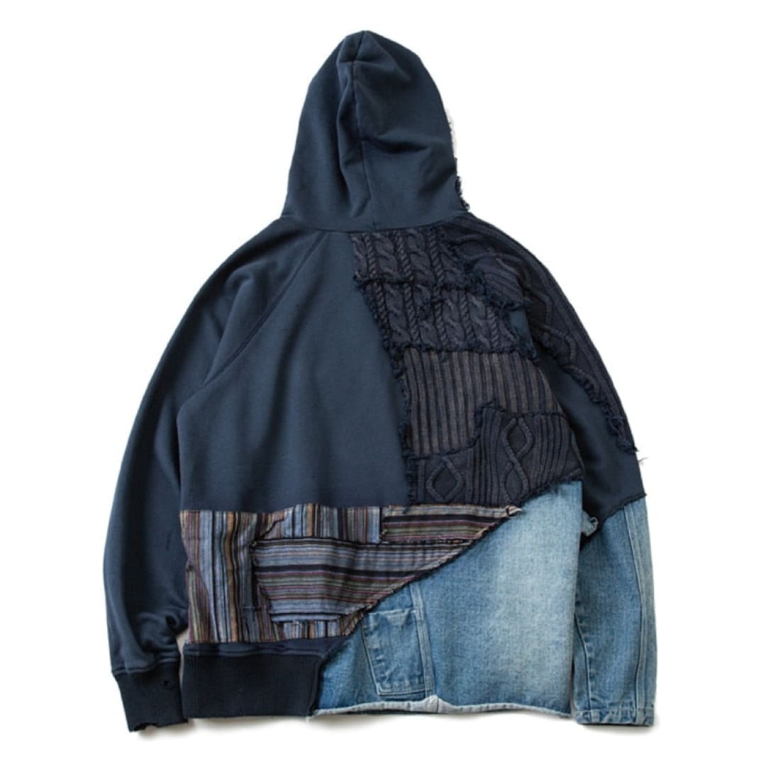 Eclectic Patchwork Hooded Denim Jacket | The Urban Clothing Shop™