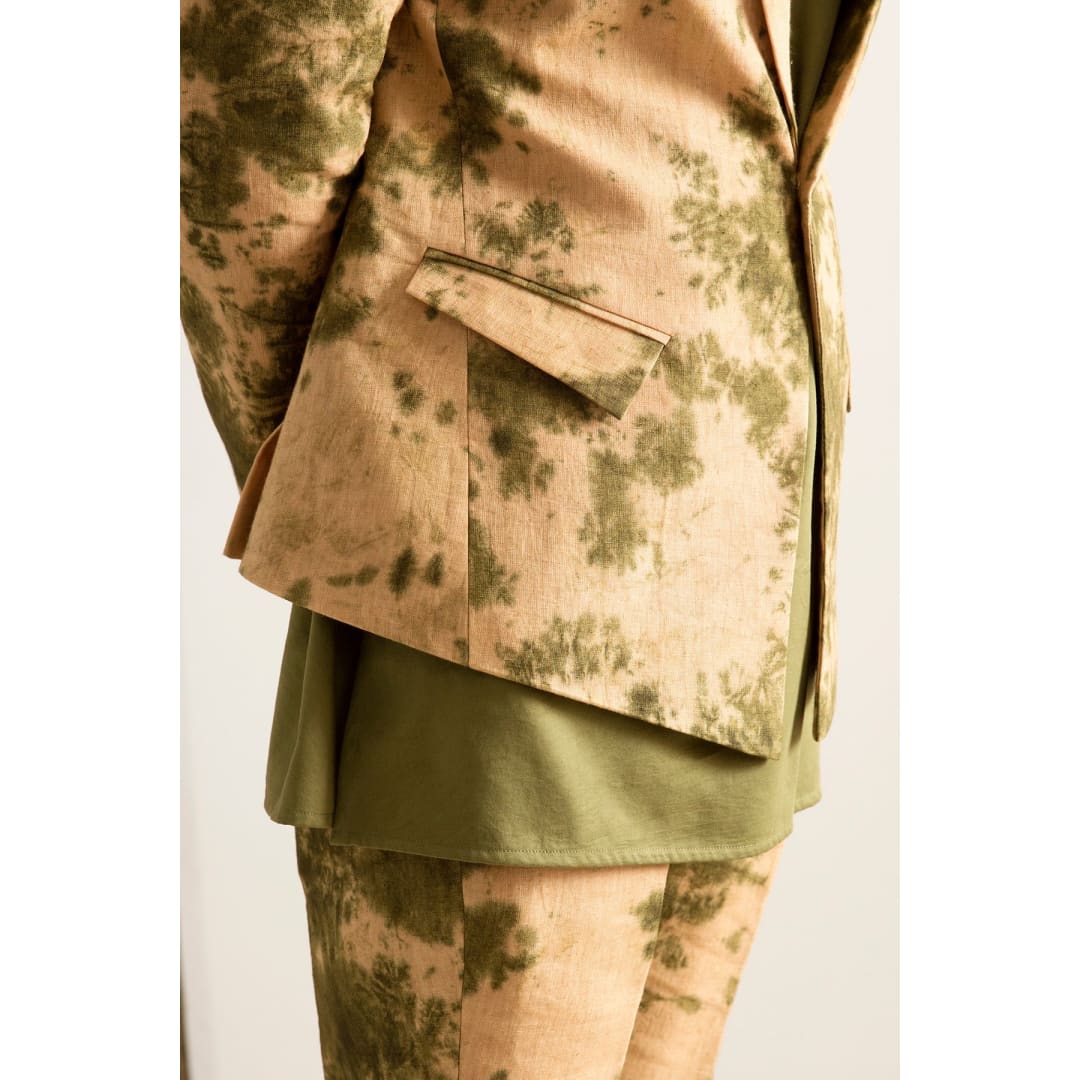 Elgin - Tie & Dye Jacket with Green Kurta Set | Bohame