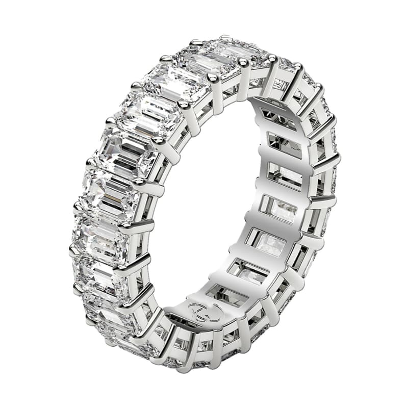 Emerald Cut Lab Grown Diamond Eternity Ring in 14k White Gold (3 cttw FG/VS2) | Richard