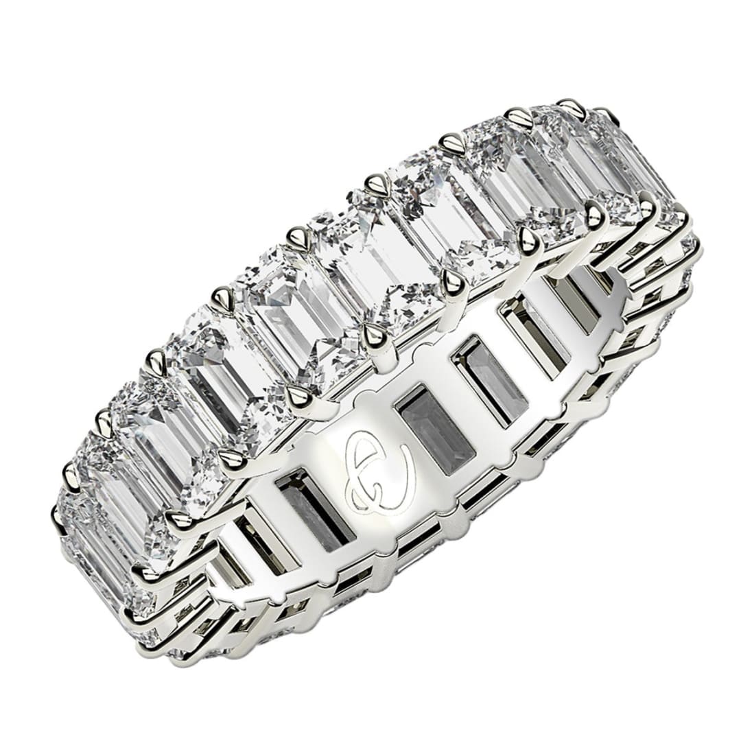 Emerald Cut Lab Grown Diamond Eternity Ring in 14k White Gold (4 cttw FG/VS2) | Richard