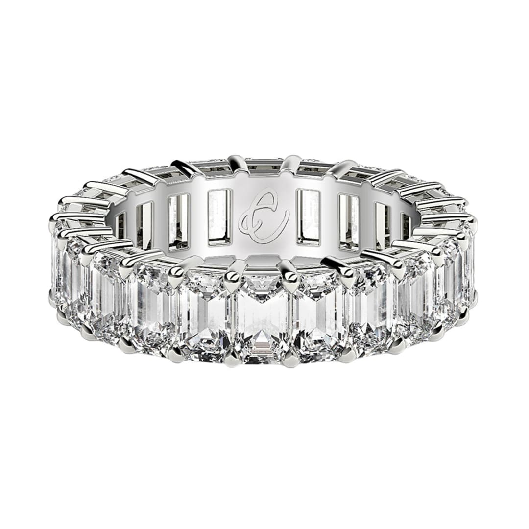 Emerald Cut Lab Grown Diamond Eternity Ring in 14k White Gold (4 cttw FG/VS2) | Richard