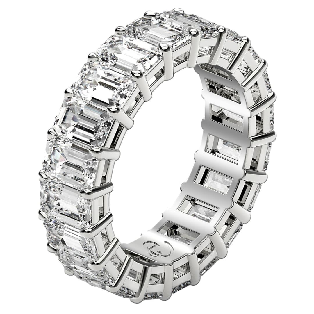 Emerald Cut Lab Grown Diamond Eternity Ring in 14k White Gold (7 cttw FG/VS2) | Richard