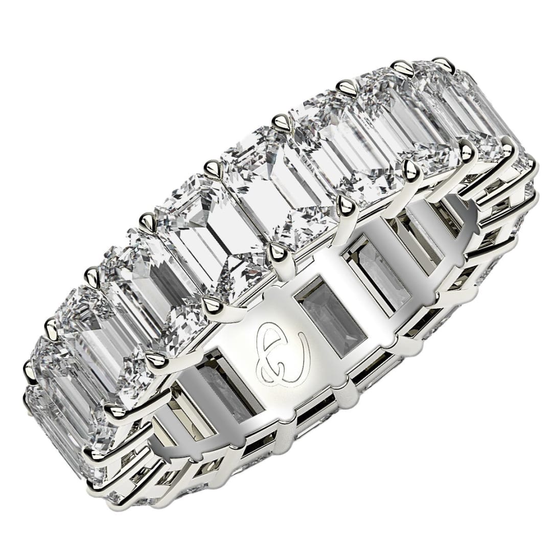 Emerald Cut Lab Grown Diamond Eternity Ring in 14k White Gold (7 cttw FG/VS2) | Richard