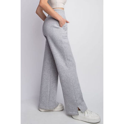 Faith Apparel Full Size Drawstring Straight Leg Slit Sweatpants | The Urban Clothing Shop™