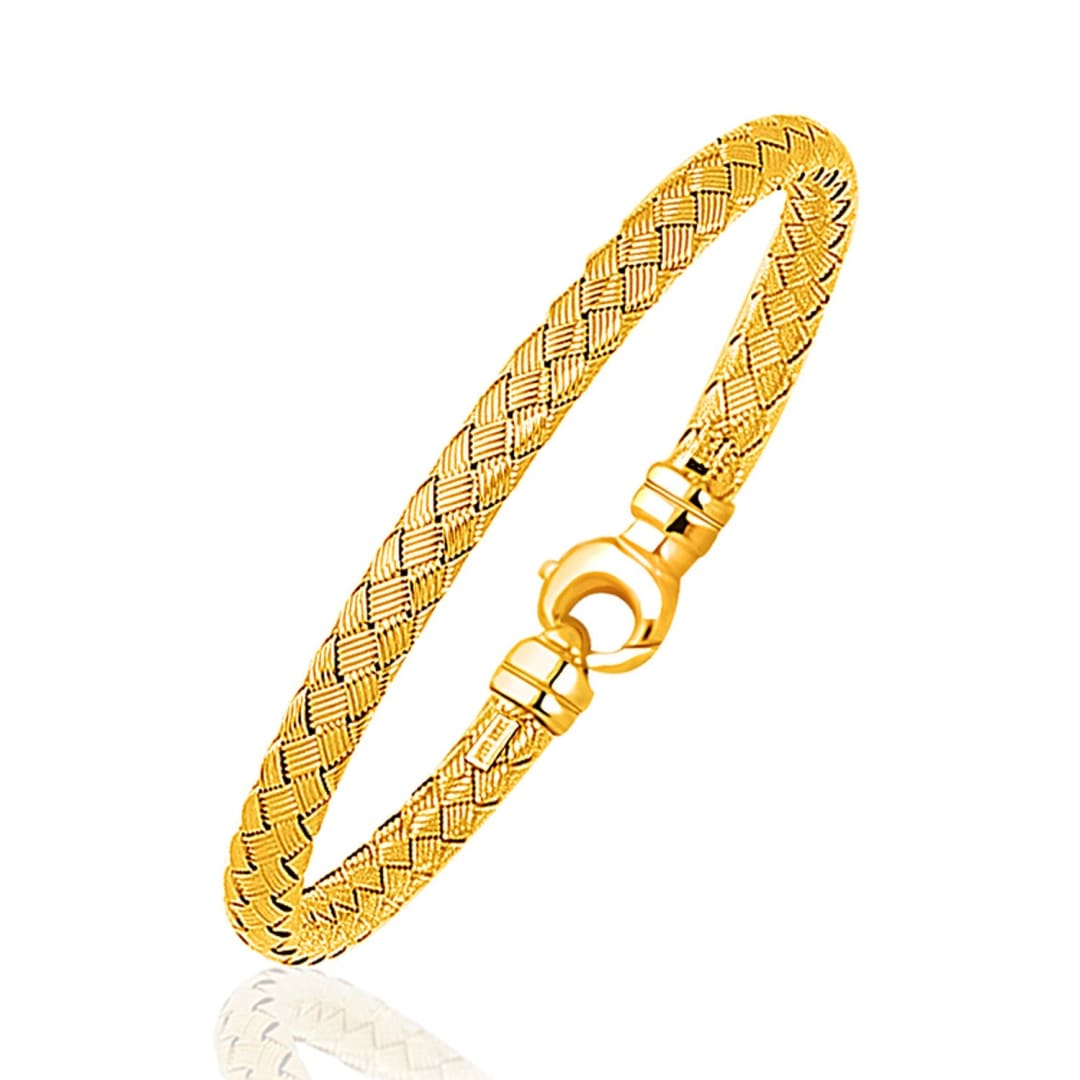 Fancy Weave Bangle in 14k Yellow Gold (5.0mm) | Richard Cannon Jewelry