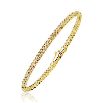 Fancy Weave Bangle in 14k Yellow Gold (3.0mm) | Richard Cannon Jewelry