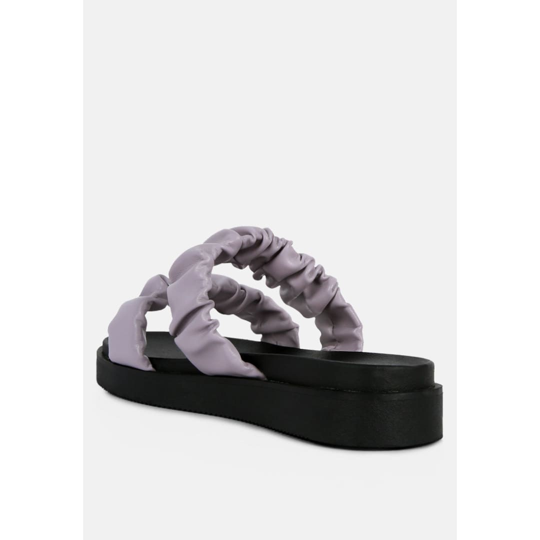 faux leather ruched strap platform sandals | London Rag