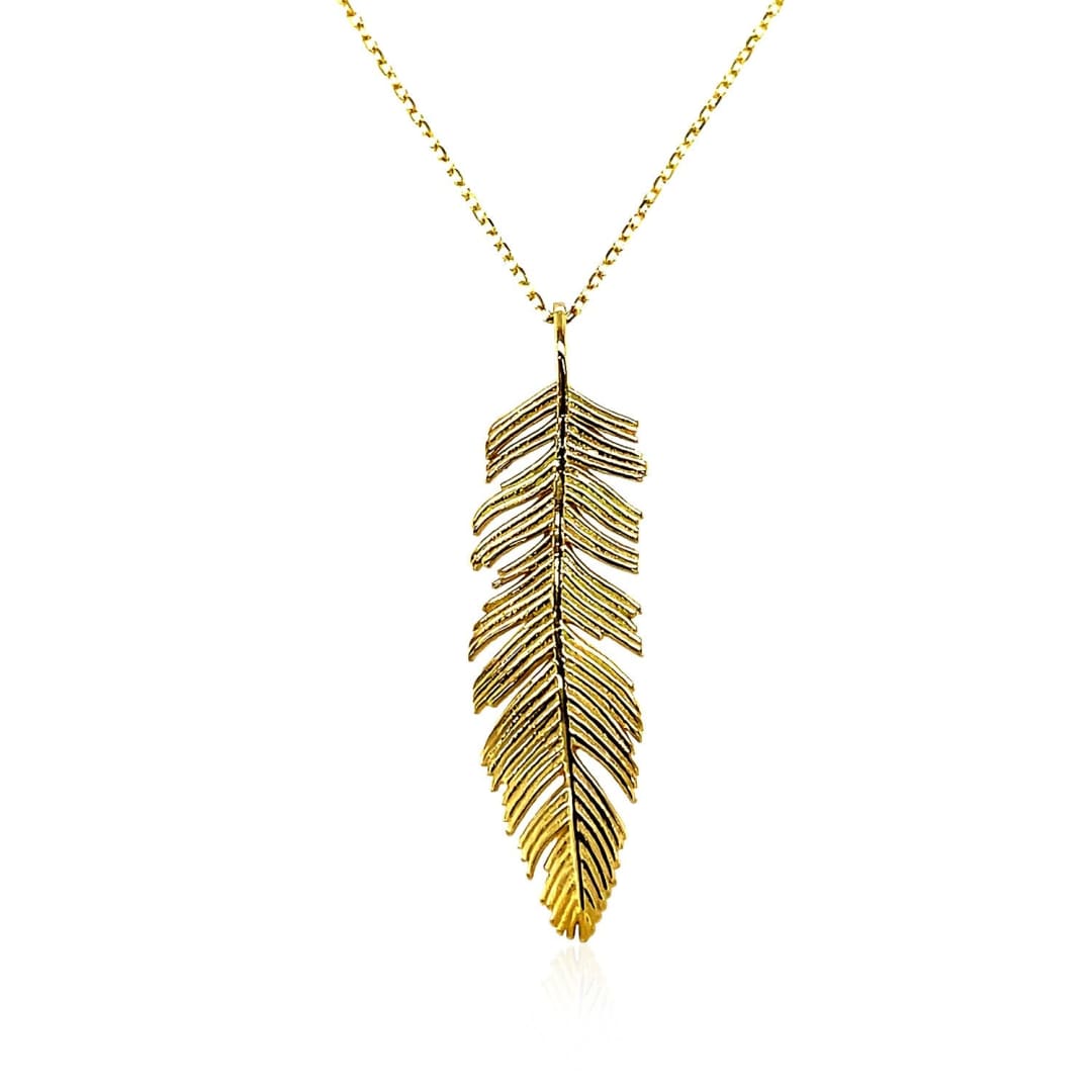 Feather Pendant in 10k Yellow Gold | Richard Cannon Jewelry