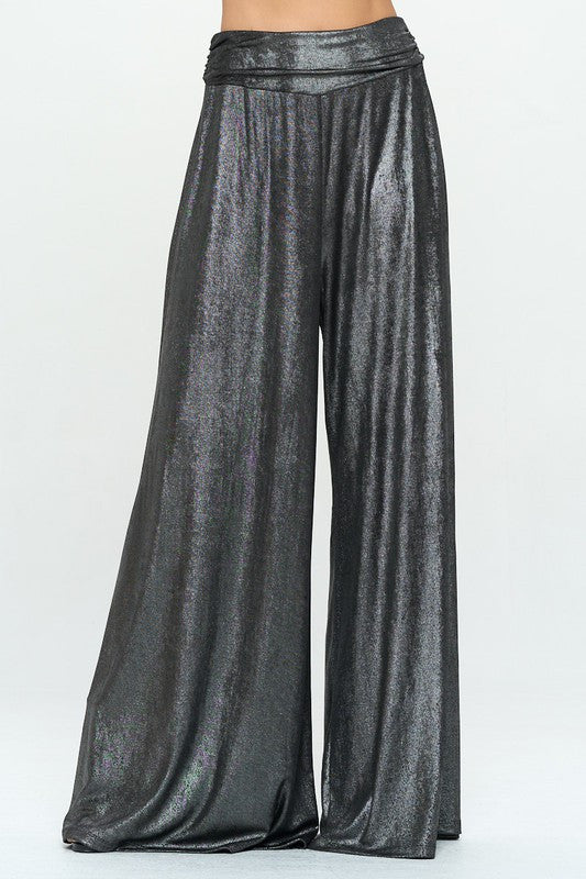 Solid Made in USA Solid Wide Leg Pants with Thick Waistband-0