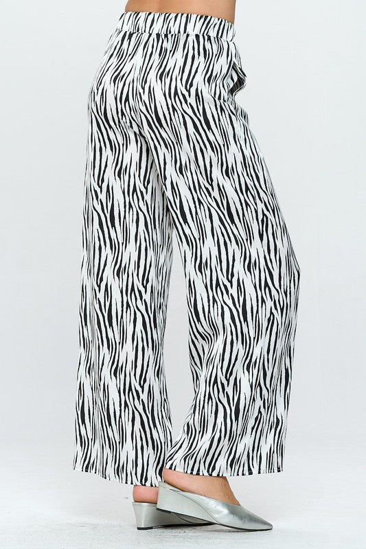 Satin Stretch Zebra Print Pants with Pockets-3