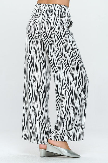 Satin Stretch Zebra Print Pants with Pockets-3