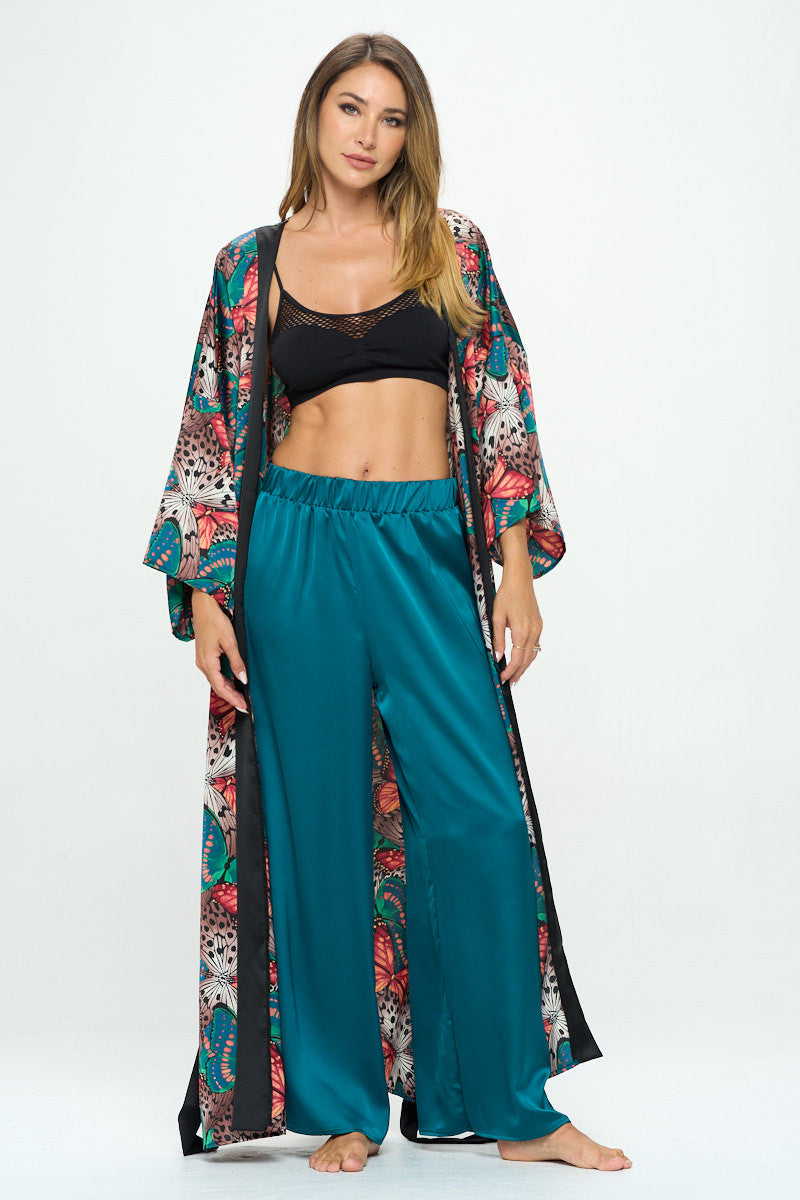 Stretch Satin Pants w/ Elastic Waist and Pockets-6