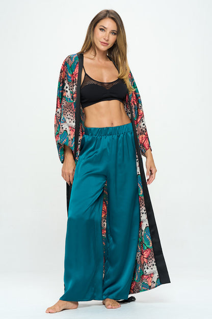 Stretch Satin Pants w/ Elastic Waist and Pockets-7