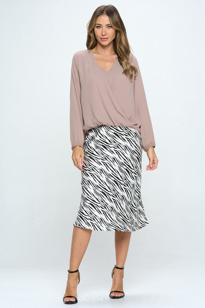 Solid Long Sleeve Surplice Top-4