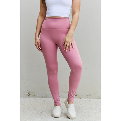 Fit For You Full Size High Waist Active Leggings in Light Rose | The Urban Clothing Shop™