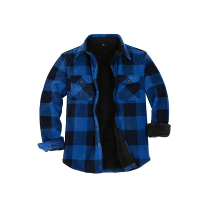 FlannelGo Men’s Warm Sherpa Lined Plaid Shirt Jacket (Sherpa Lined Throughout) | FlannelGo