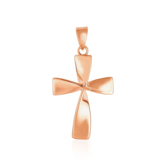 Flat Twisted Cross Pendant in 14k Rose Gold | Richard Cannon Jewelry