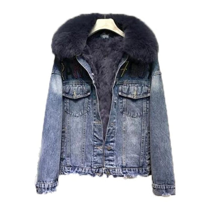 FOXY LADY Beary Sequined Denim Jacket | The Urban Clothing Shop™