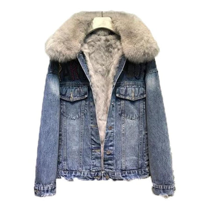 FOXY LADY Beary Sequined Denim Jacket | The Urban Clothing Shop™