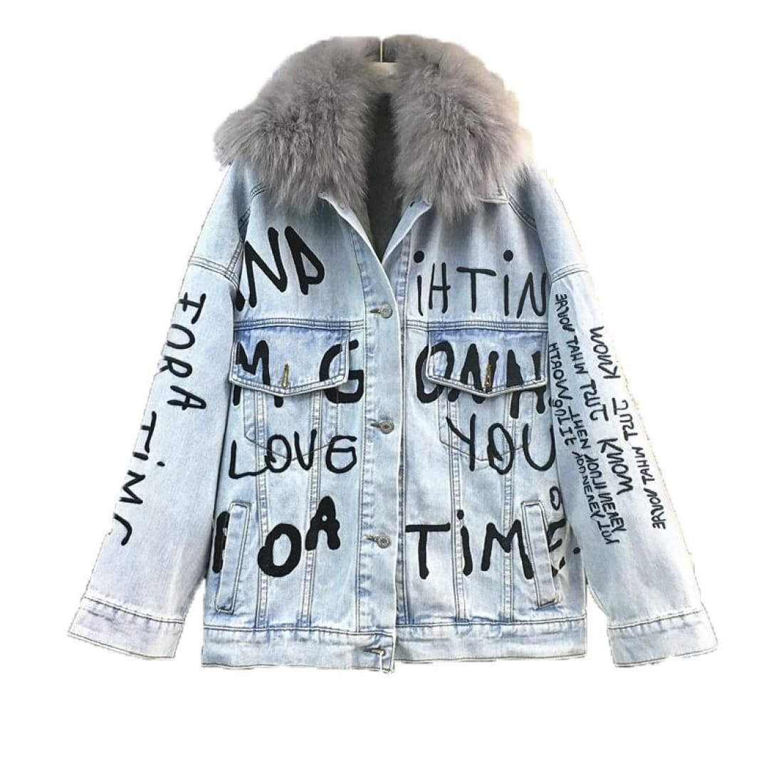 FOXY LADY Lettered Denim Jacket | The Urban Clothing Shop™