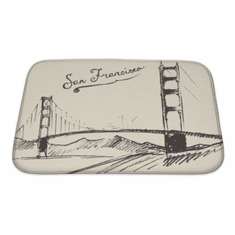 San Francisco Bridge Vintage Engraved Illustration Bath Mat | The Urban Clothing Shop™