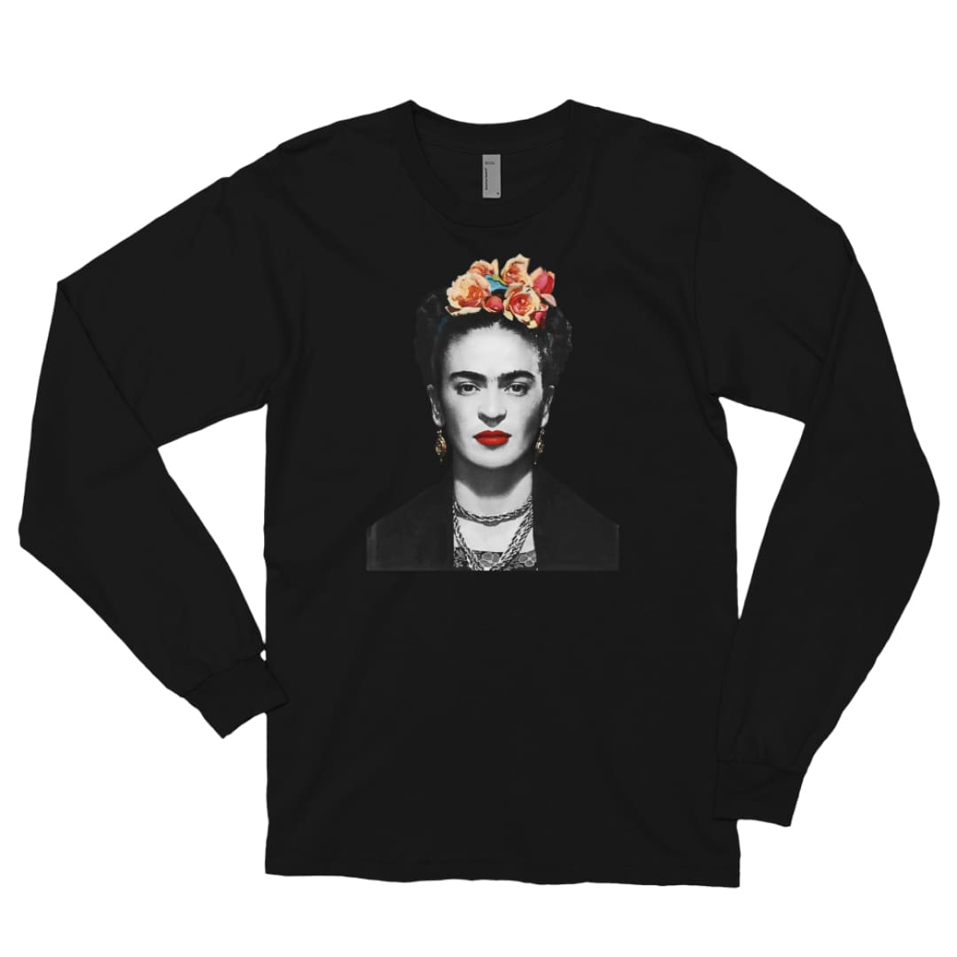 Frida Kahlo With Flowers Poster Artwork Long Sleeve Shirt | Art-O-Rama Shop
