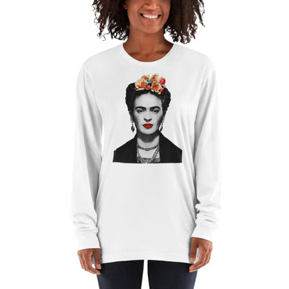 Frida Kahlo With Flowers Poster Artwork Long Sleeve Shirt | Art-O-Rama Shop