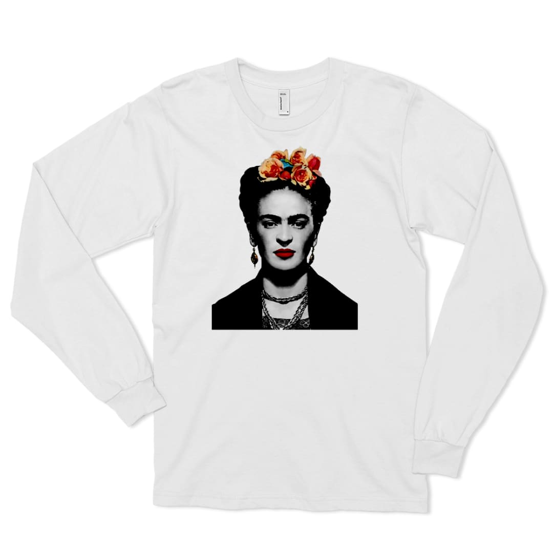 Frida Kahlo With Flowers Poster Artwork Long Sleeve Shirt | Art-O-Rama Shop