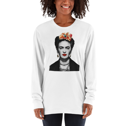 Frida Kahlo With Flowers Poster Artwork Long Sleeve Shirt-1