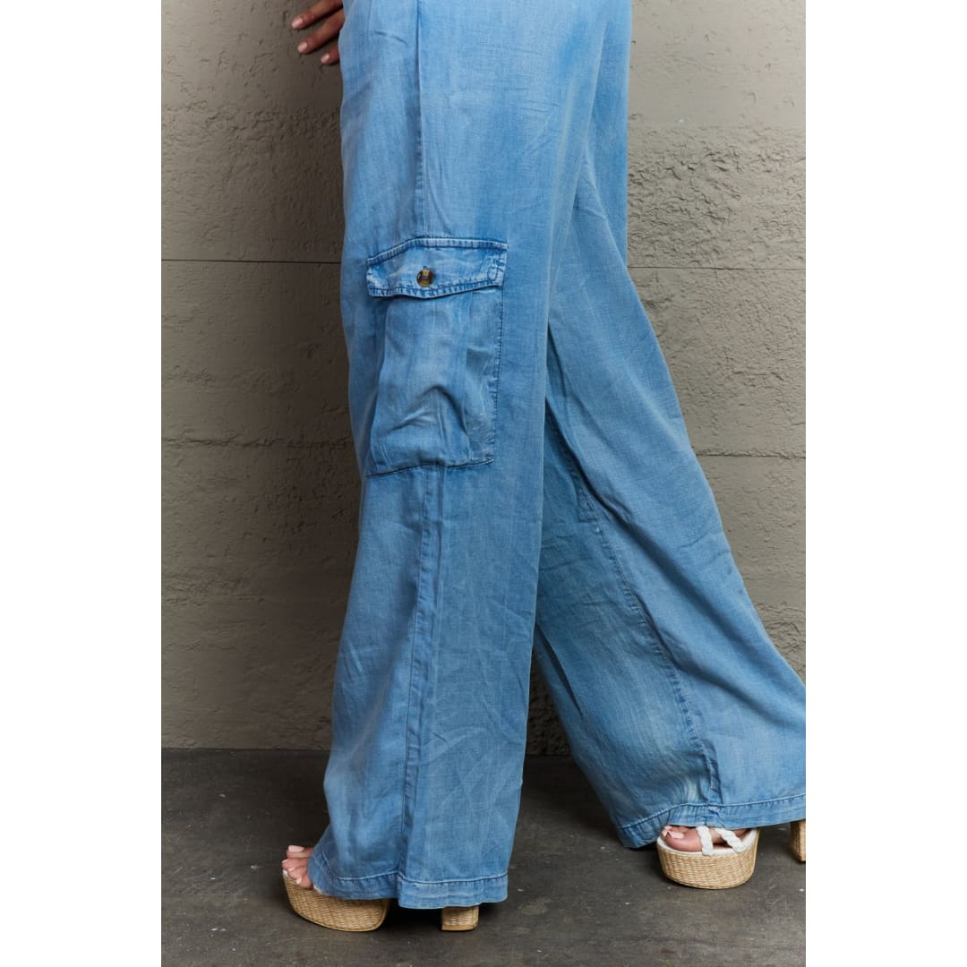 GeeGee Out Of Site Full Size Denim Cargo Pants | The Urban Clothing Shop™