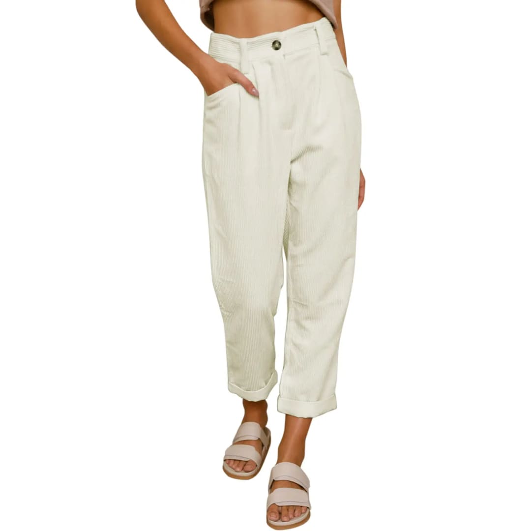 Corduroy High Waist Straight Leg Pants | The Urban Clothing Shop™