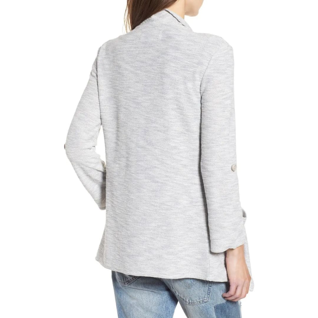 Gray Drape Front Knit Jacket | Fashionfitz