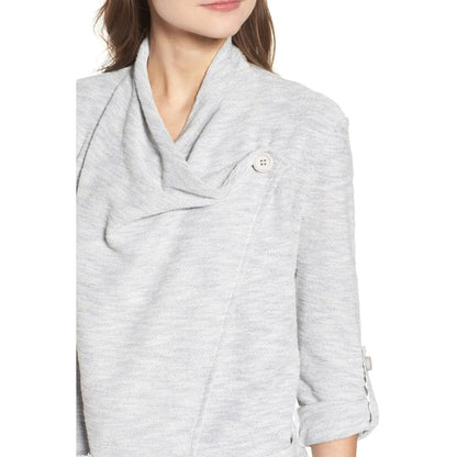 Gray Drape Front Knit Jacket | Fashionfitz