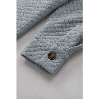 Gray Lattice Texture Retro Flap Pocket Button Shacket | Fashionfitz