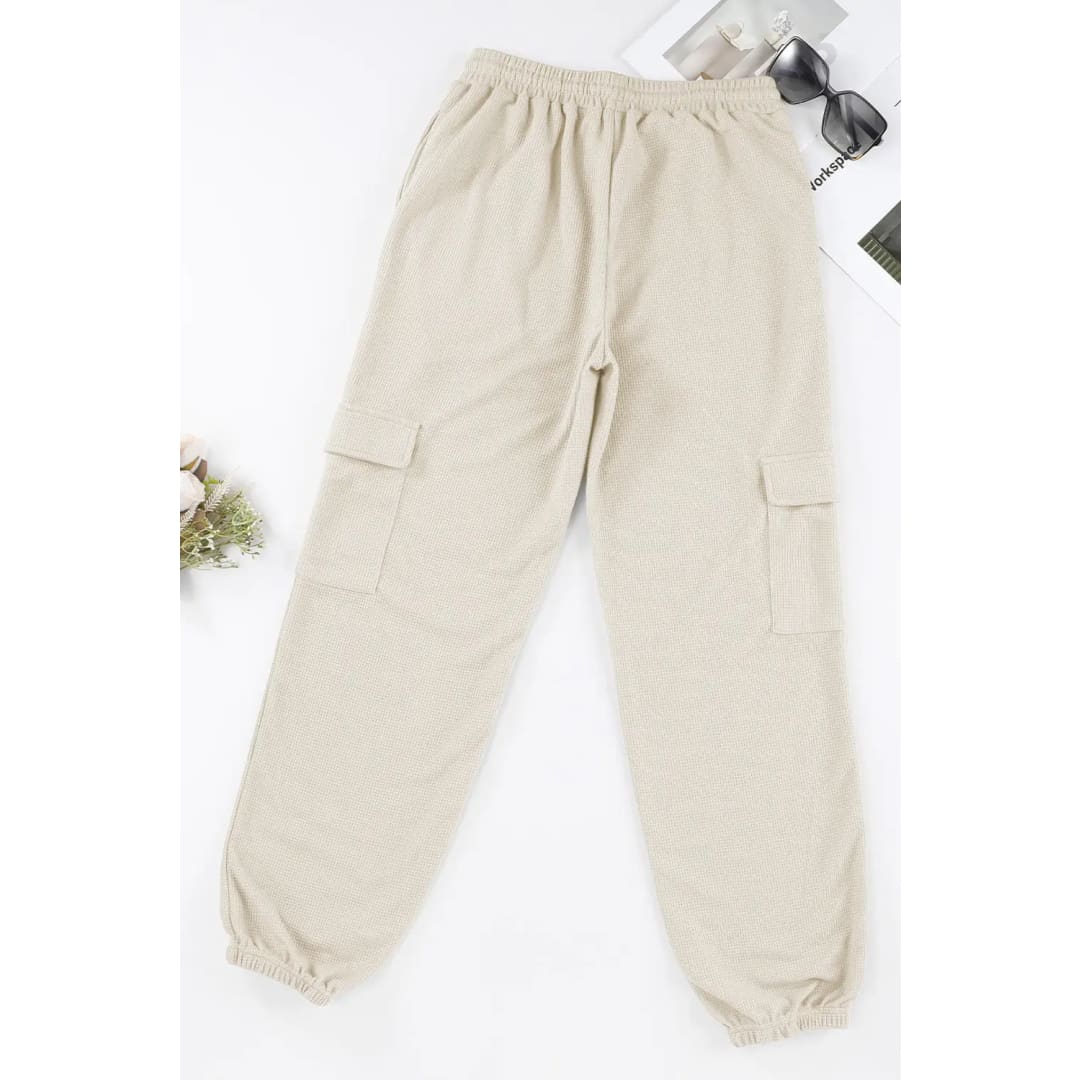 Gray Waffle Texture Cargo Pocket Jogger Pants | Fashionfitz