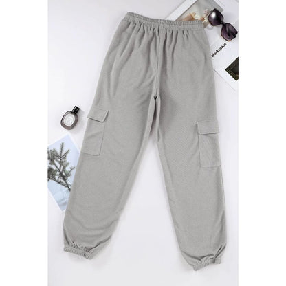 Gray Waffle Texture Cargo Pocket Jogger Pants | Fashionfitz