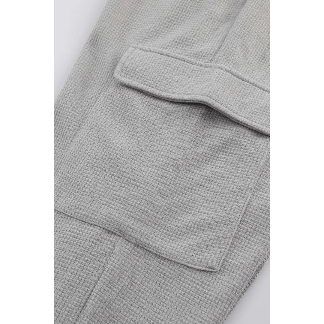 Gray Waffle Texture Cargo Pocket Jogger Pants | Fashionfitz