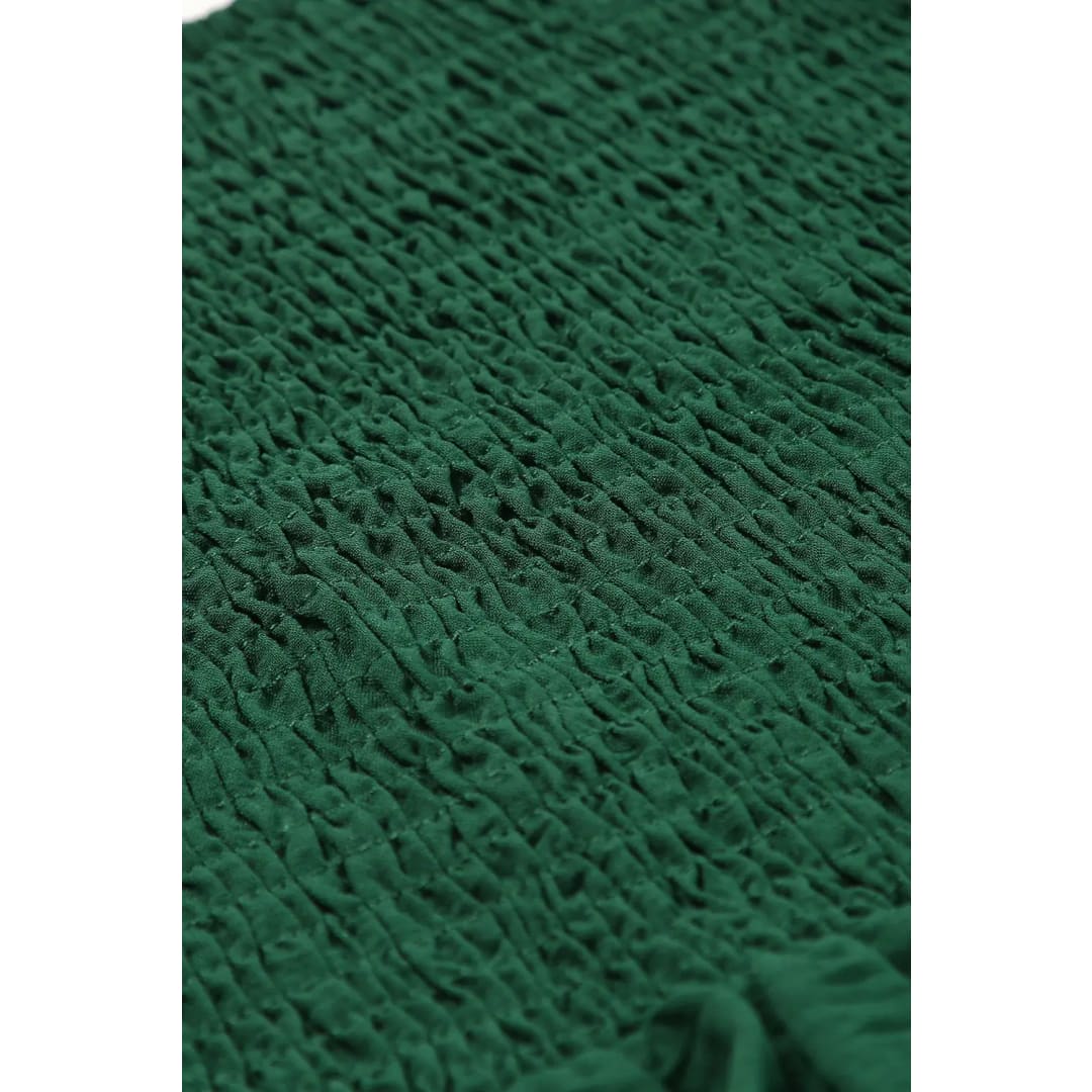 Green Square Neck Smocked Peplum Top and Pants Set | Fashionfitz