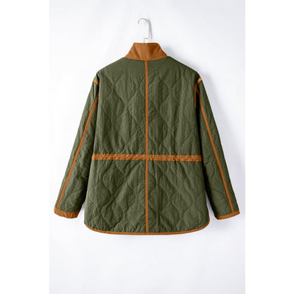 Green Stitching Quilted Drawstring Jacket | DropshipClothes