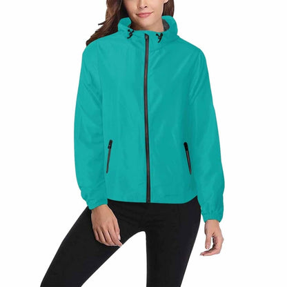 Greenish Blue Hooded Windbreaker Jacket - Men / Women | IAA | inQue.Style