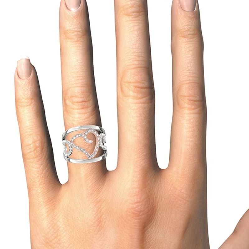 Heart Motif Filigree Style Diamond Ring in 14k White And Rose Gold (1/4 cttw) | Richard