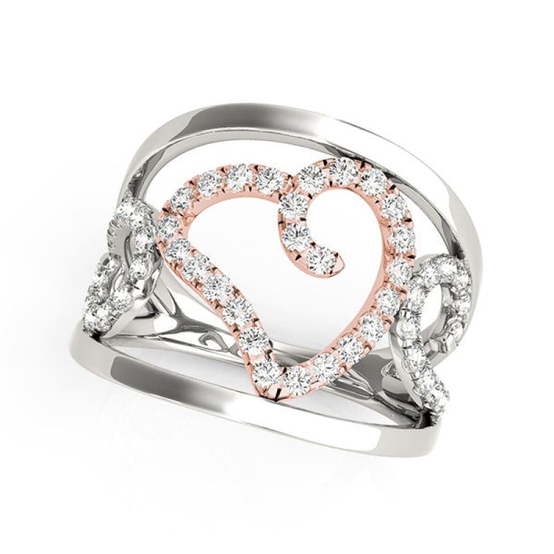 Heart Motif Filigree Style Diamond Ring in 14k White And Rose Gold (1/4 cttw) | Richard