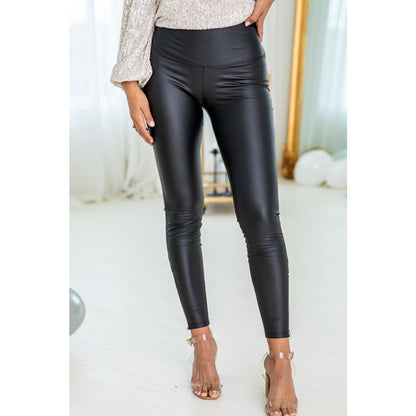 Heidi Faux Leather Zipped Detail Leggings | Threaded Pear