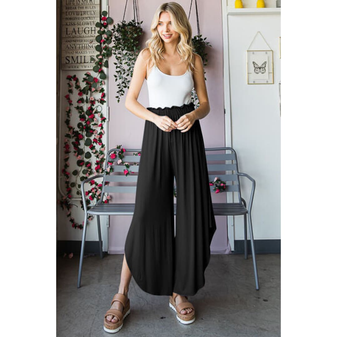 Heimish Full Size Frill Slit High Waist Wide Leg Pants | The Urban Clothing Shop™