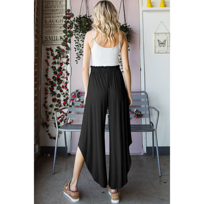 Heimish Full Size Frill Slit High Waist Wide Leg Pants | The Urban Clothing Shop™